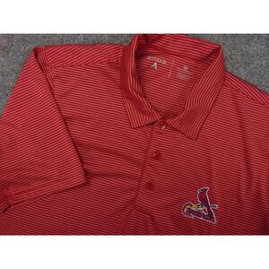 St. Louis Cardinals Polo Mens Med Red Striped Antigua MLB Baseball Sporty
